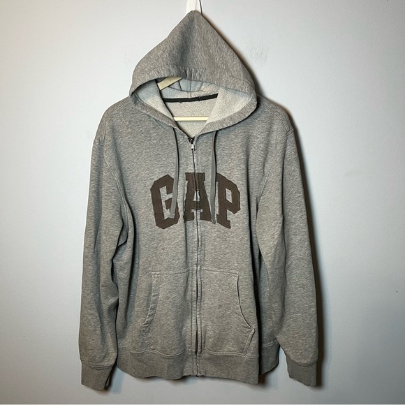 GAP Other - GAP Logo Full Zip Hoodie Adult L Heather Gray Soft Cotton Blend Sweatshirt